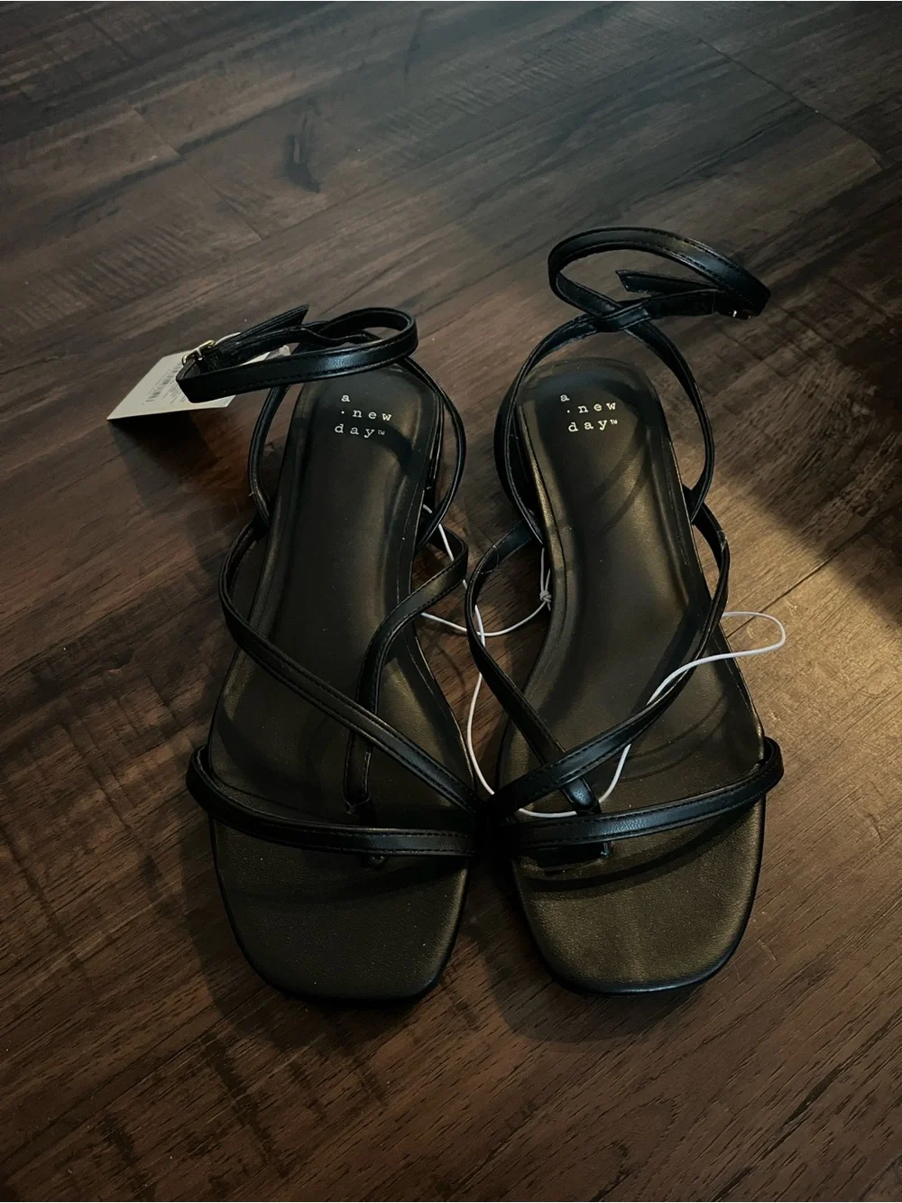 a new day Black Strappy Ankle-Tie Sandals